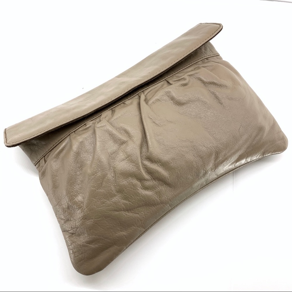 Tan Genuine Leather Large Clutch Snap Closure 13x9